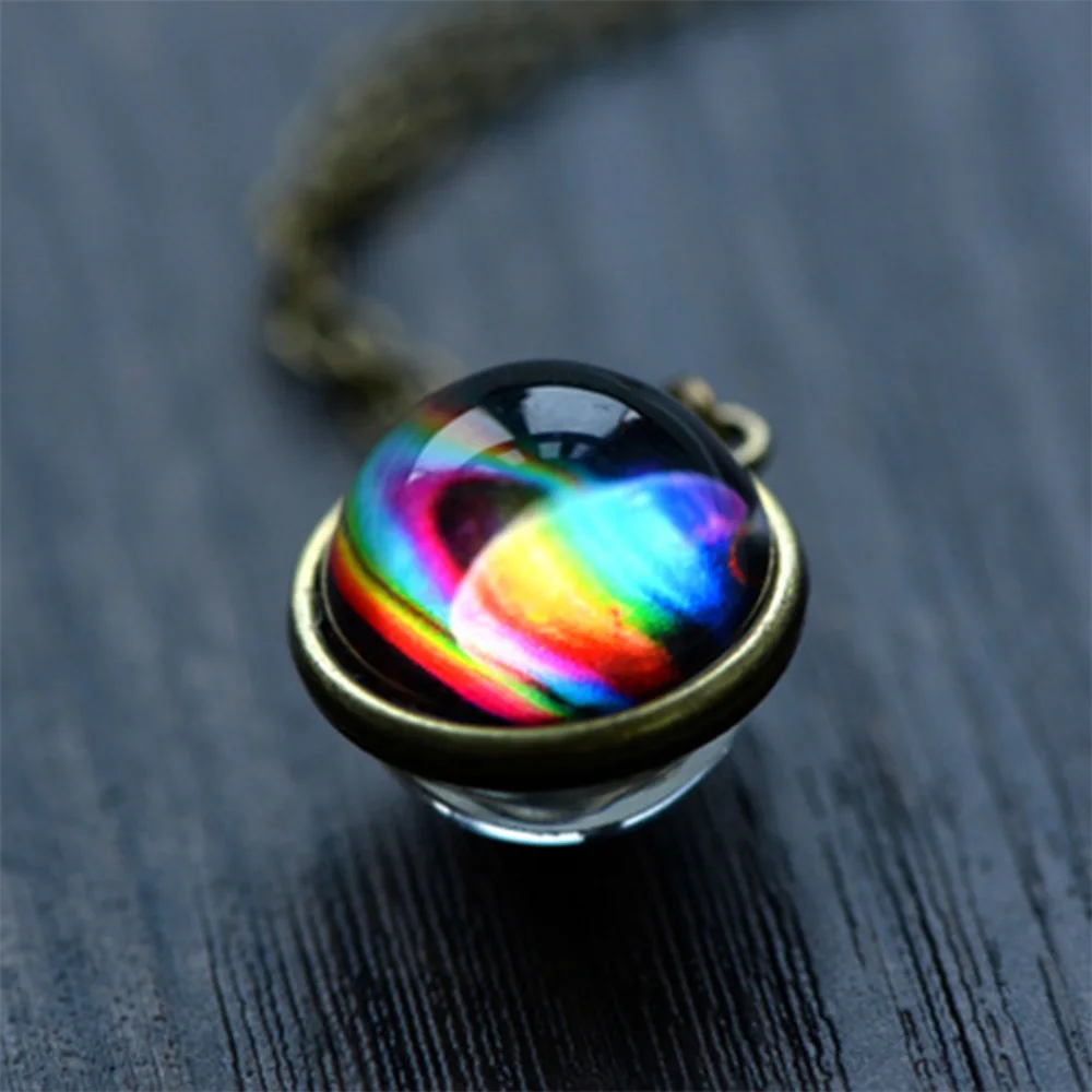 Новинка 2019 двусторонний кулон Nebula Galaxy ожерелье с изображением планеты вселенной