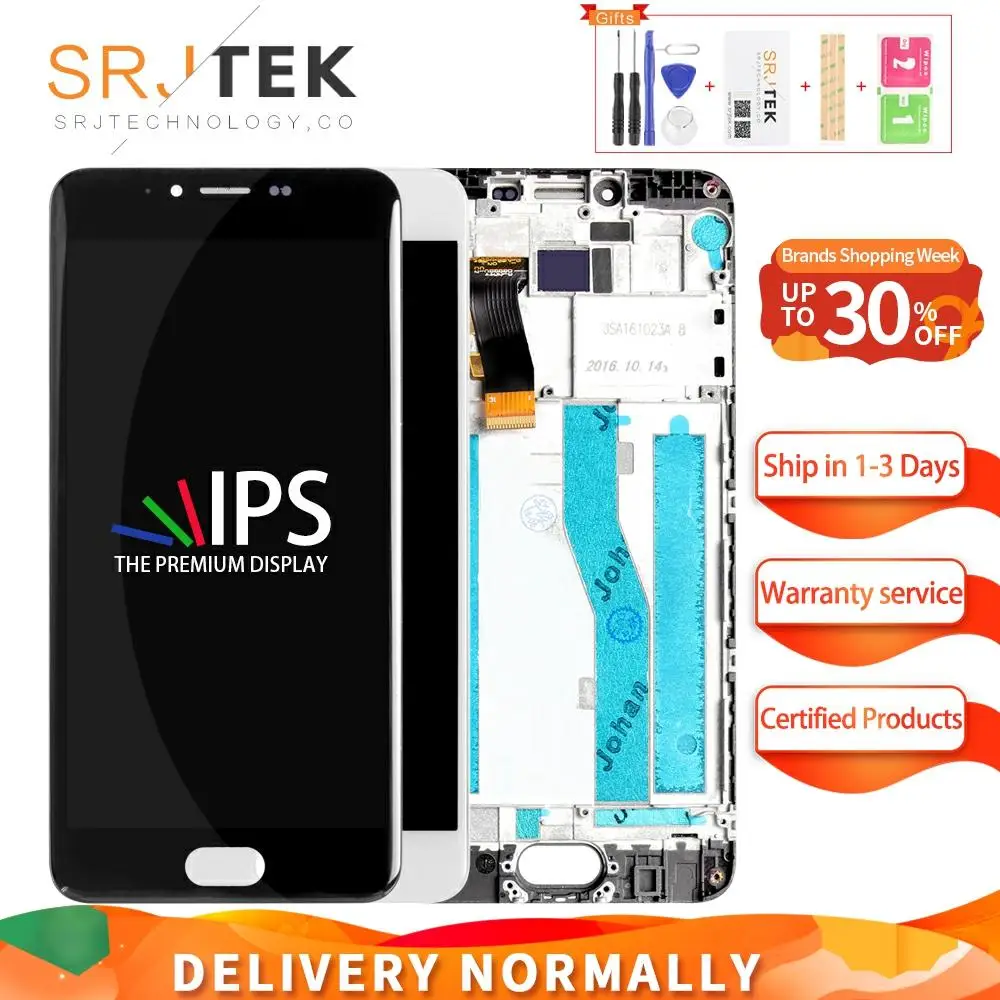 Srjtek для MEIZU M5 ЖК дисплей сенсорный экран дигитайзер сенсорное стекло полная