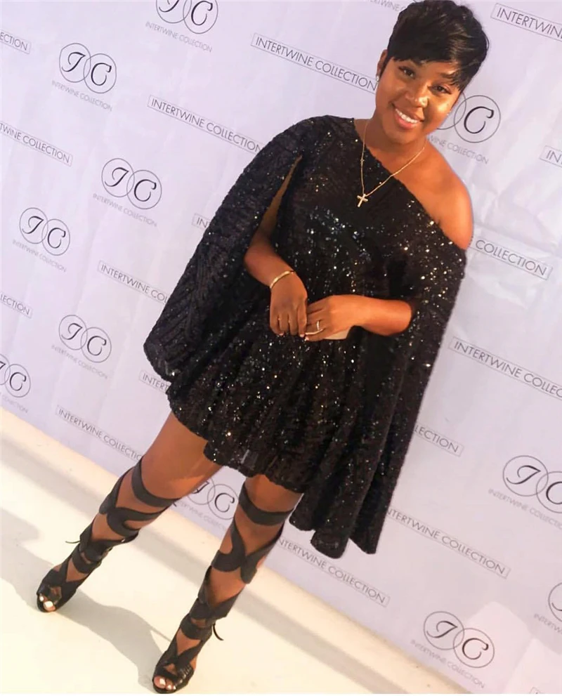 Женское платье с открытыми плечами и блестками Adogirl весеннее мини-платье