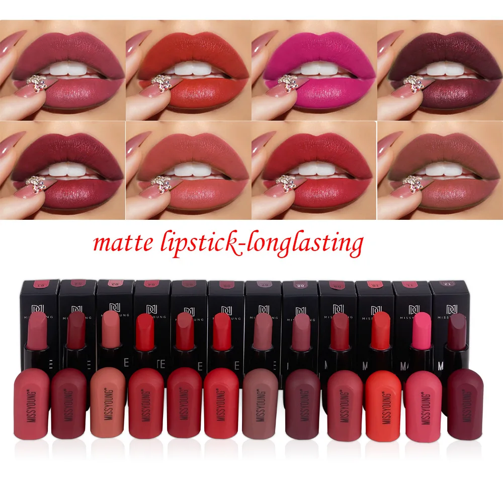 

Hot Selling Explosion12 Color Genuine Matte Lipstick Moisturizes Velvet Lip Gloss, Waterproof, Non-sticking Cup No Color Makeup