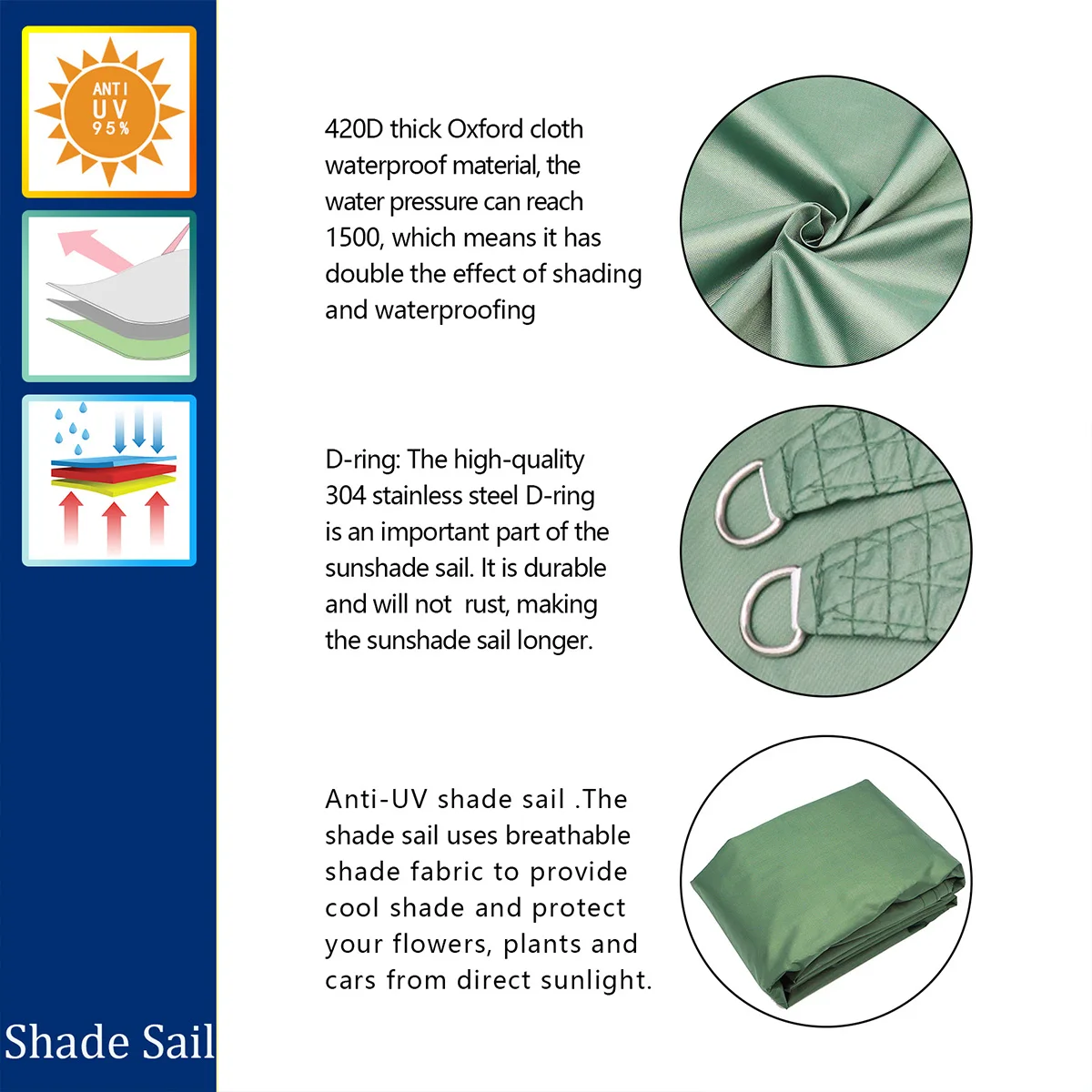 Тент из ткани Оксфорд 420D с защитой от солнца и паруса для бассейна беседка