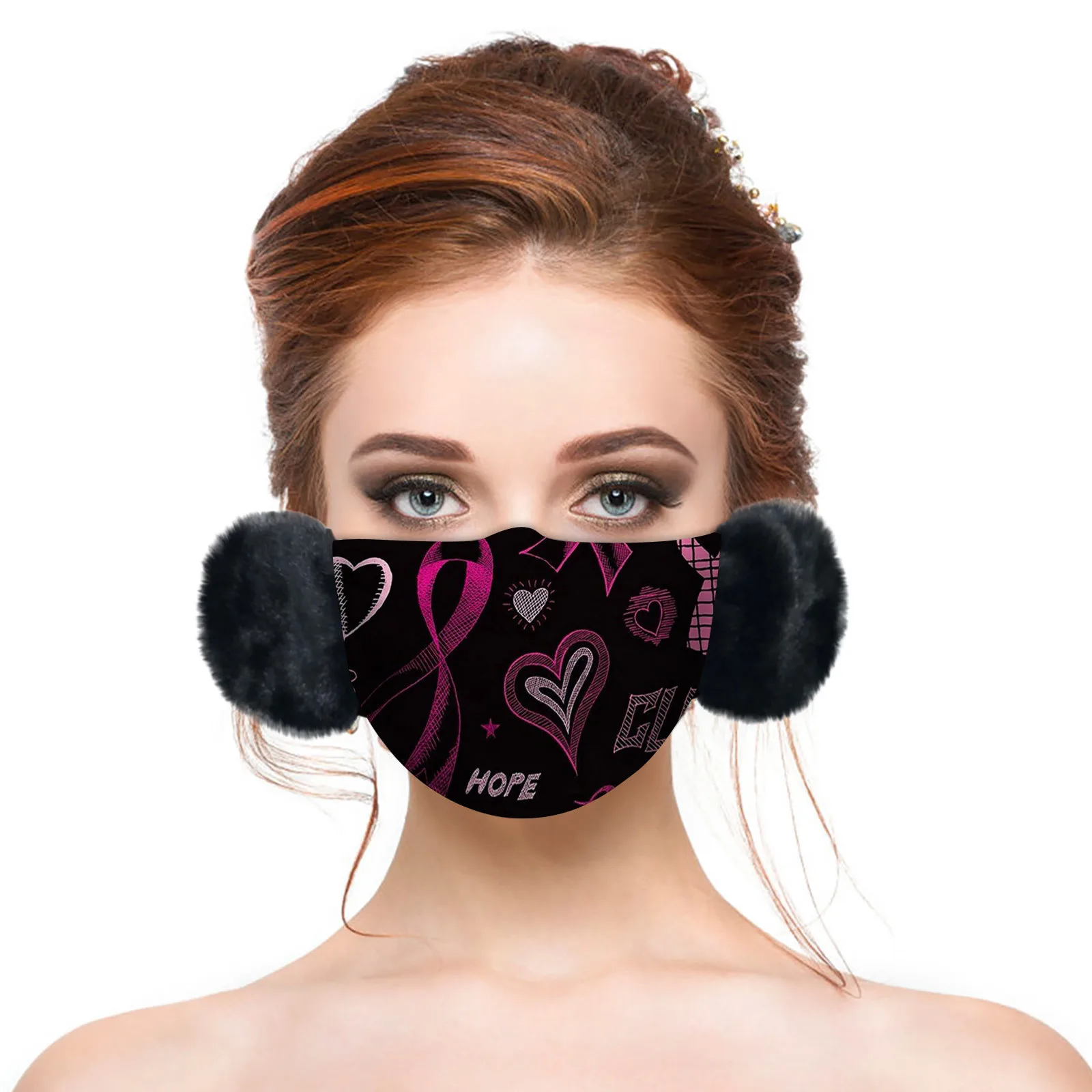8 шт унисекс мода для взрослых Зимние Маска розовой лентой 2021 теплой одежды с