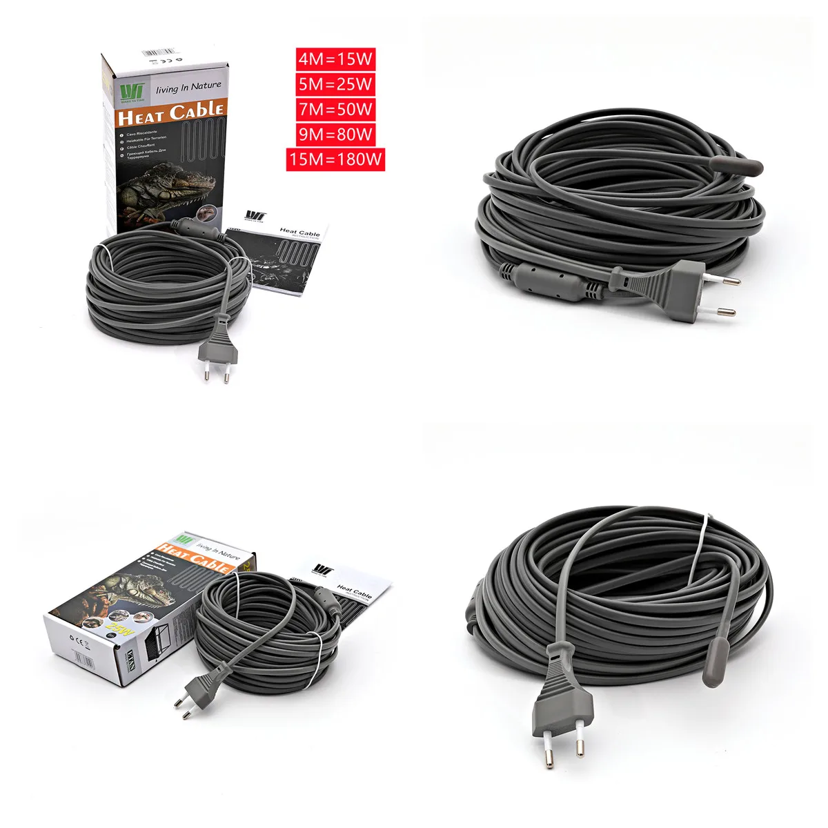 

Pet breeding body warm wire 1.7m power cord 15W 50W 25W 80W 150W infrared heating wire for reptiles