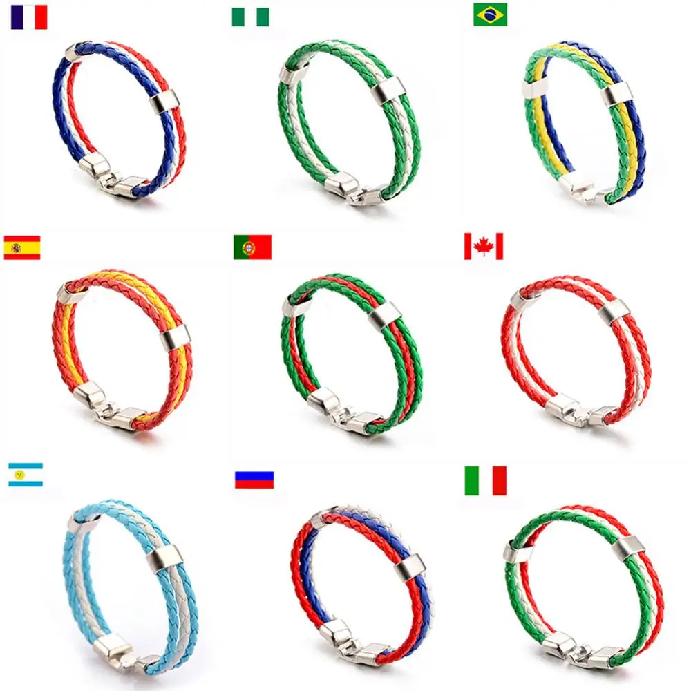 19 стран PU искусственная кожа ткань чемпионат мира в Швеции Футбол Браслет принт