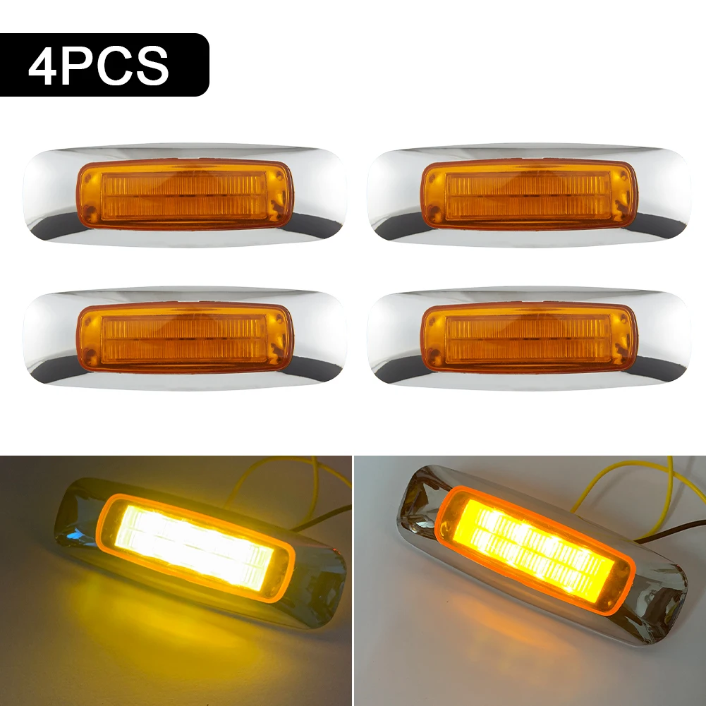 

4pcs 1.5w 12v-24v 12*3*2cm 8led Explosion Lightning Plated Edge Lights Side Marker Lights Rv Trailer Pickup LED Car Signal Lamps