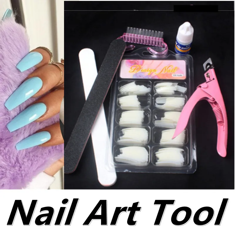 

100 Pcs Professional Women French Tips Nail Clean Brush Nail Glue Nail Art Clipper 100pcs Acrylic Nail Tip Nail Art Tools Kit