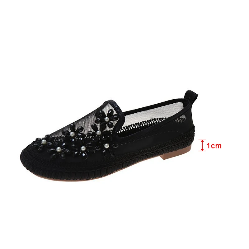 

Women Casual Comfortable Loafers Rhinestone Women's Flat Shoes Sewing Transparent Ladies Slip On Shoe Female Footwear 2021 New