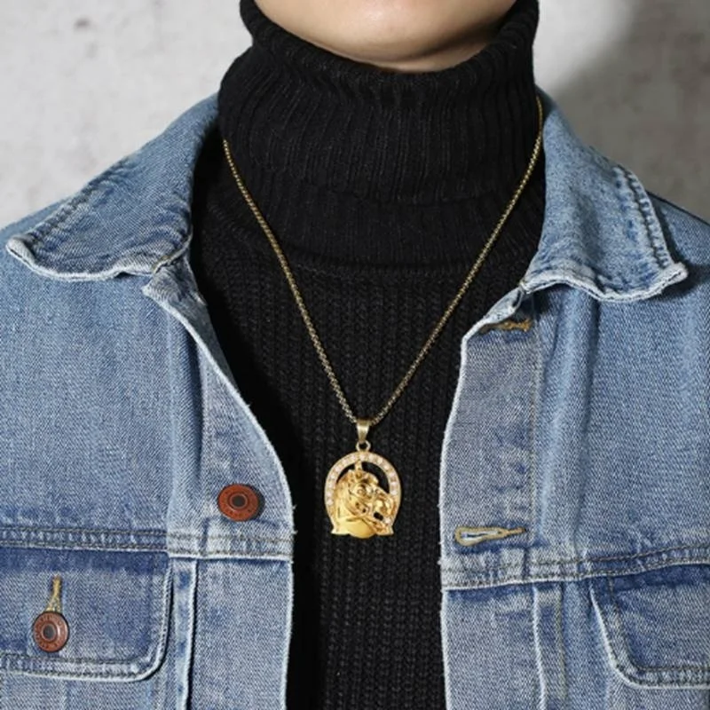 Ожерелье в стиле хип-хоп с инкрустацией из нержавеющей стали | Украшения и