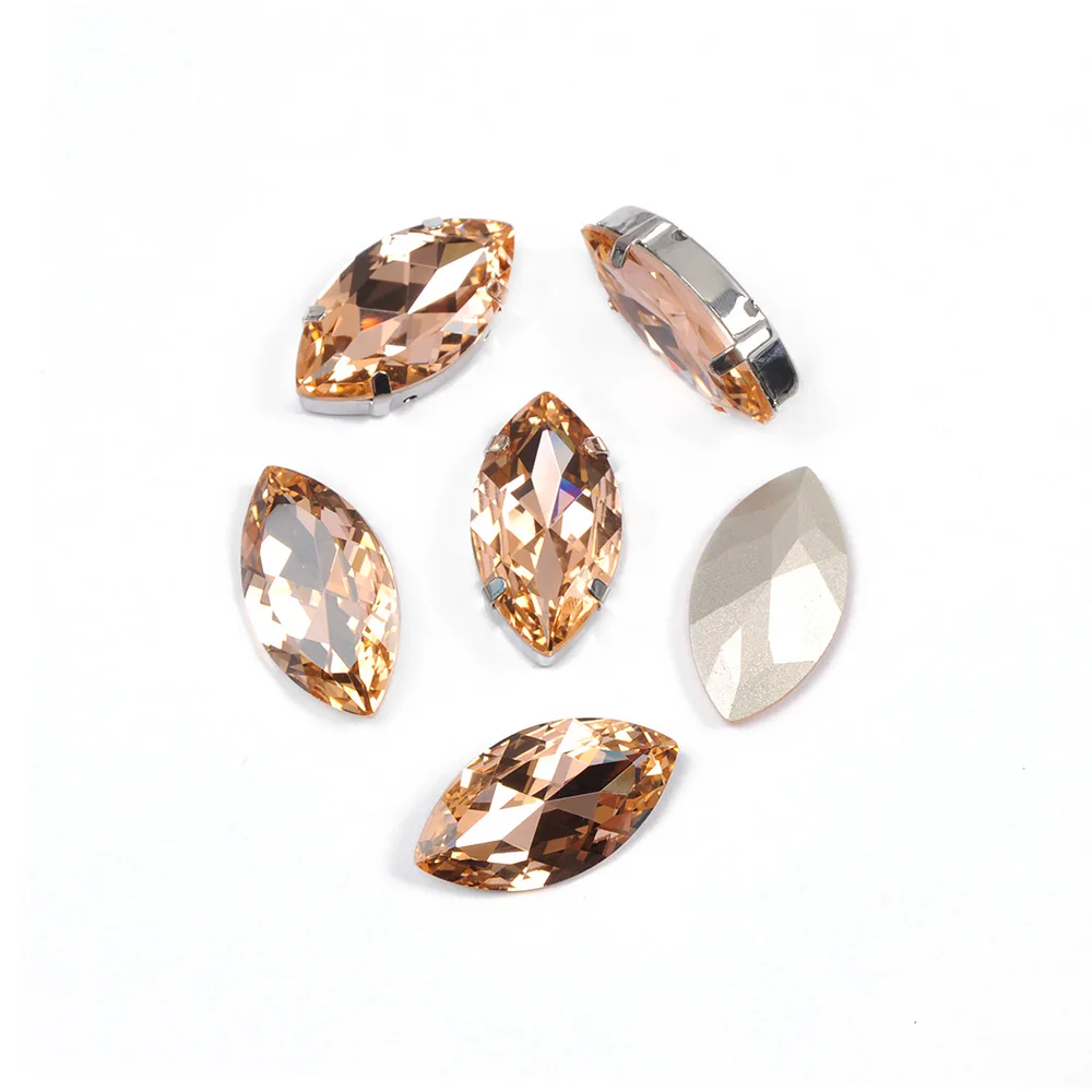 Стеклянные стразы CTPA3bI светильник Светло-персиковые цвета фуксии Navette Pointbavk с