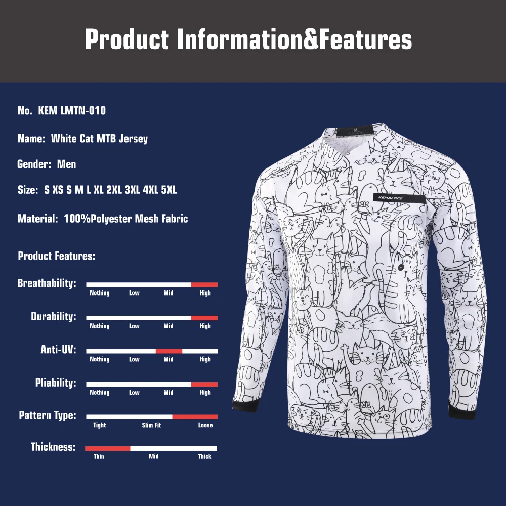 Рубашка KEMALOCE унисекс для мотокросса белая рубашка с длинным рукавом горного