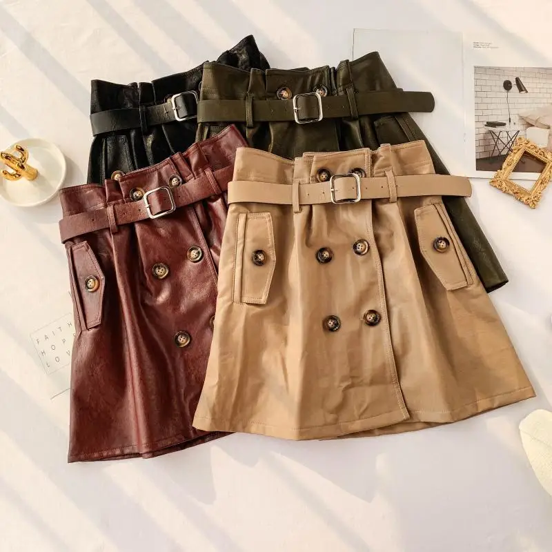 MUMUZI Женская юбка на пуговицах Британский ветер двубортная Высокая талия линия