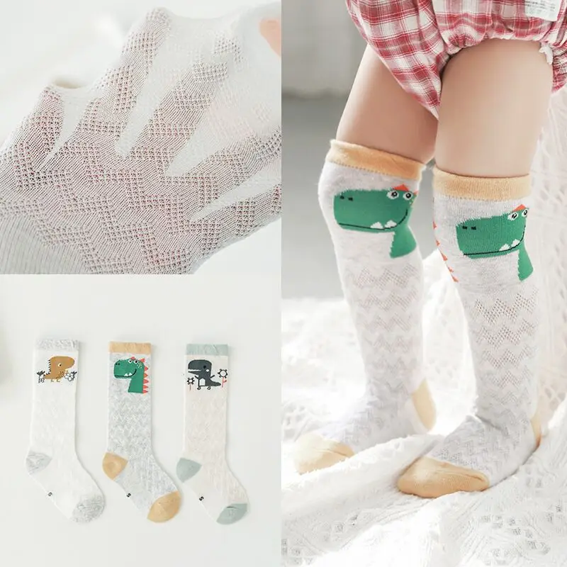 

3 пары носков для маленьких девочек Гольфы милые Дышащие носки для новорожденных хлопковые длинные детские носки без пятки летние сетчатые ...