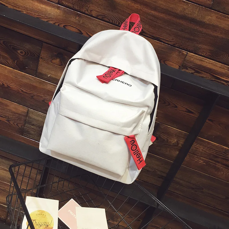 Однотонный холщовый рюкзак для девочек, простая Белая школьная сумка для девочек-подростков, Женский школьный ранец для колледжа, дорожная ...