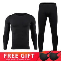 mens fleece lined thermal underwear set motorcycle skiing base layer winter warm long johns shirts tops bottom suit black