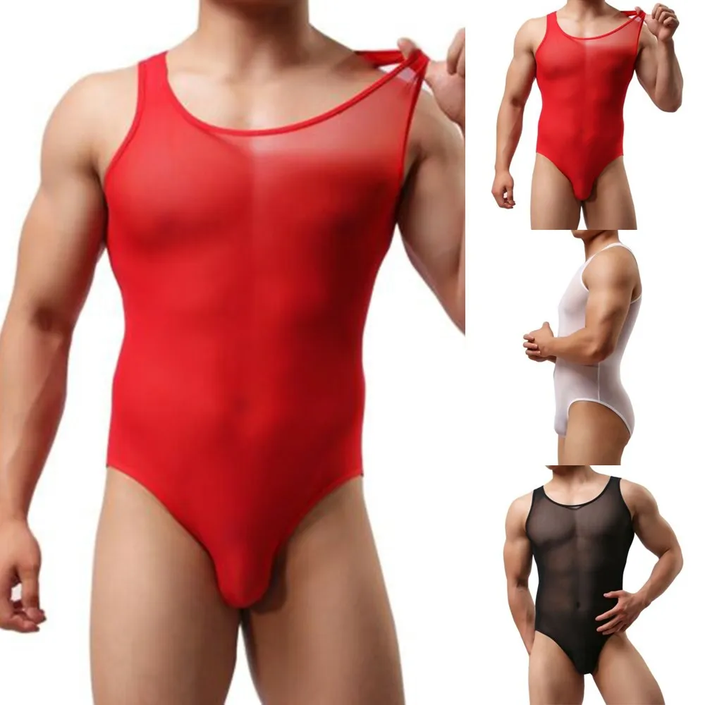

Men Leotard Wrestling Singlet Bodysuit Sheer Jockstrap Bulge Pouch Underwear See Through Gays Sissy Homo Fashion Bottom Clothes