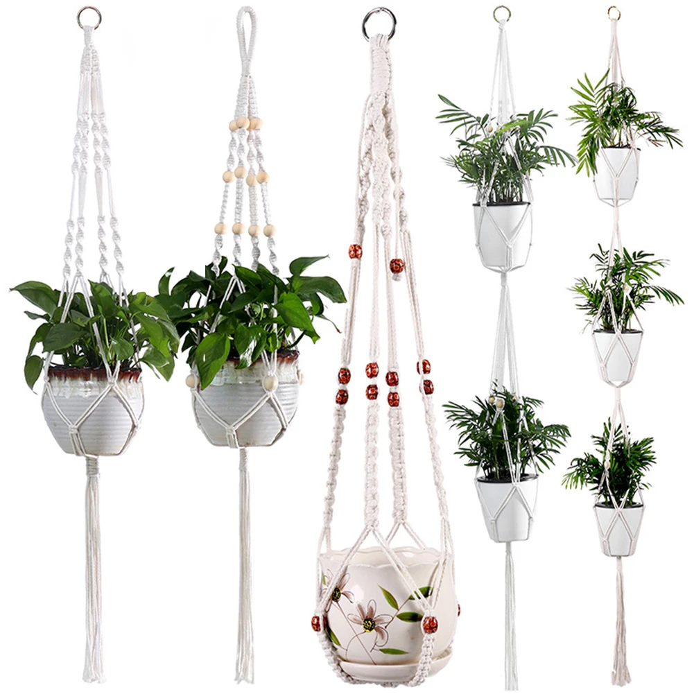 

Decorations Stand Pots - Flower Sizes And 5 Cotton Rope Hanging Hanger Indoor Outdoor
