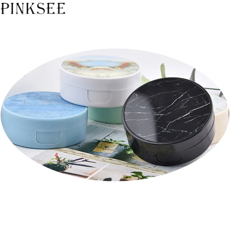 PINKSEE, Мраморная полоса, футляр для контактных линз, унисекс, Круглый, сделай сам, для ухода за контактными линзами, коробка, портативный держатель для путешествий, очки, контейнер для хранения в жидкости