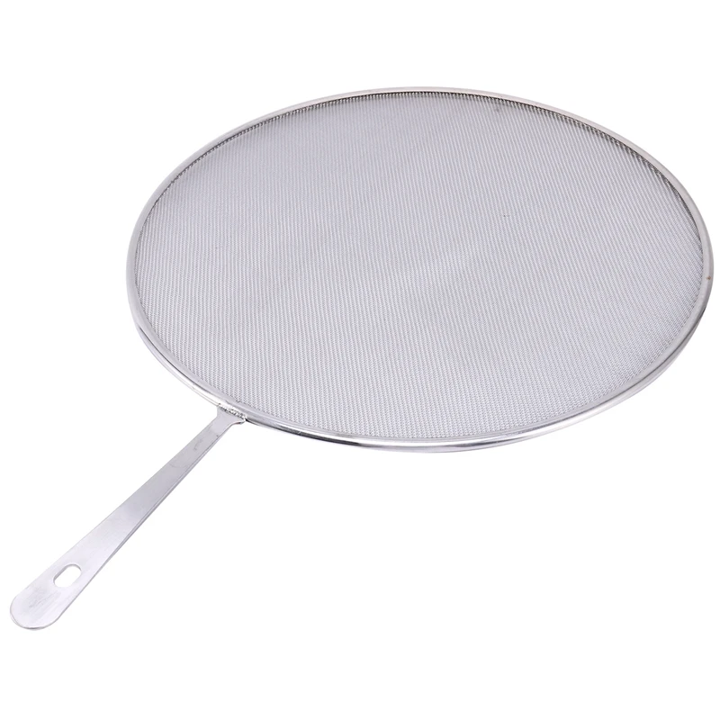 

Stainless Steel Splatter Screen Handle Anti Grease Splash Scald Proof Frying Pan Cover Cooking Tools Oil Net