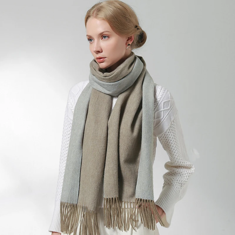 Женские шарфы из 100% овечьей шерсти двусторонние доступны 2021 брендовые теплые