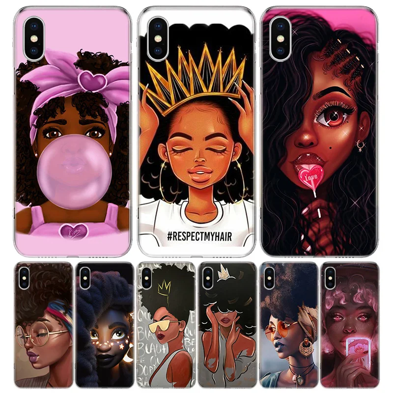 

Melanin Poppin Aba Black Girl Silicon Call Phone Casing For Apple iPhone 11 13 Pro Max 12 Mini 7 Plus 6 X XR XS Case 8 6S SE 5S