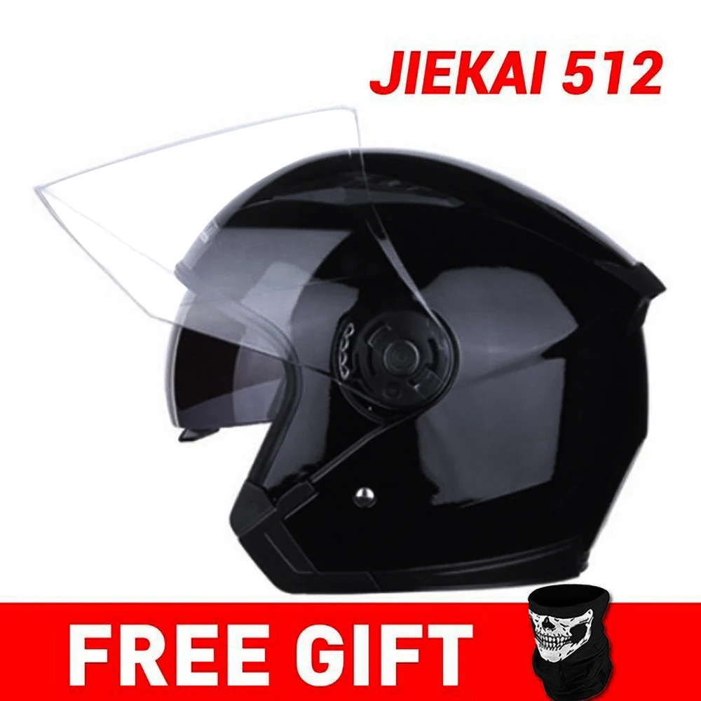 JIEKAI мотоциклетный шлем с открытым лицом Capacete мотоциклетный шлем Motocicleta Cascos Para мото гоночные мотоциклетные винтажные шлемы - Цвет: JK512-Bright Black