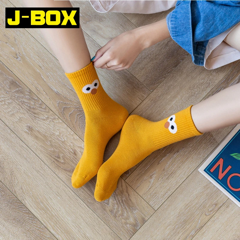 J BOX 6 пар/лот Для женщин носки для девочек модные длинные хлопковые забавный Harajuku
