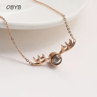 new hot selling price punk elk antlers pendant necklace stainless steel choker necklace for women fashion jewelry gift free ship