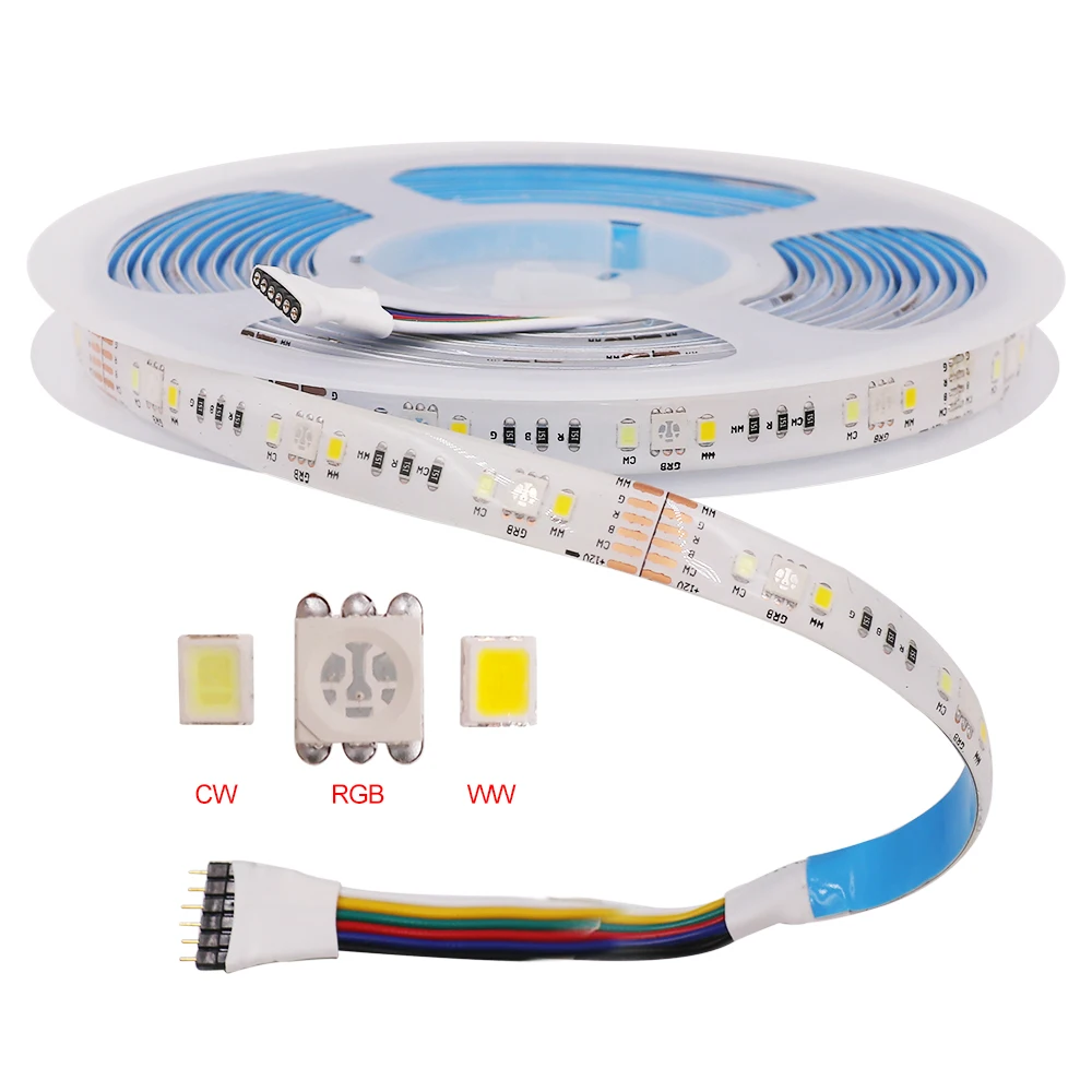 Светодиодная лента 12 в пост. Тока RGBCCT(RGB + WW CW) SMD 5050 2835 5 м 450 светодиодов