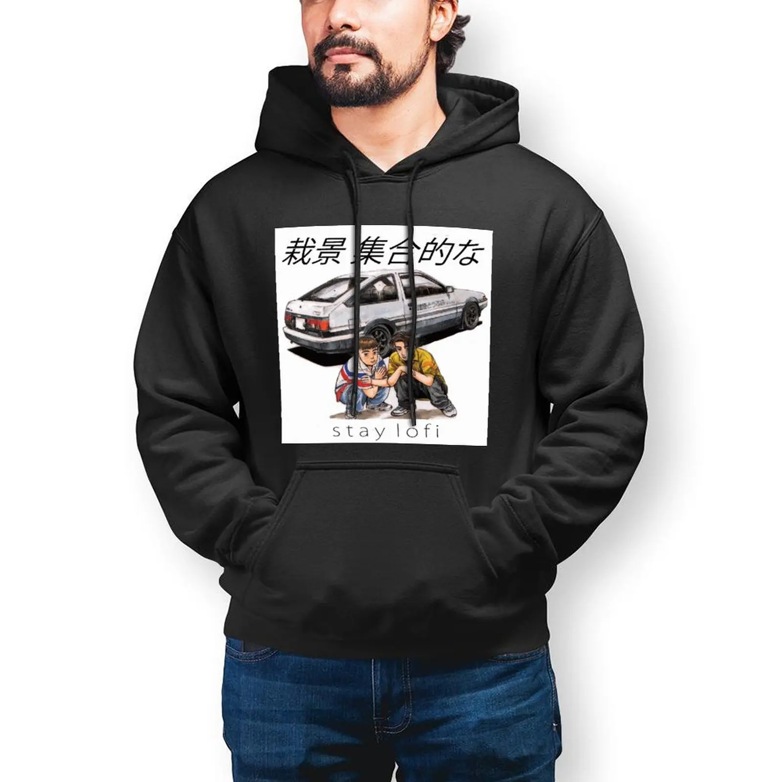 

Толстовка с капюшоном для автомобиля Initial LoFi, хлопковый пуловер в японском стиле аниме для улицы, толстовка, Мужская зимняя Толстовка Оверса...