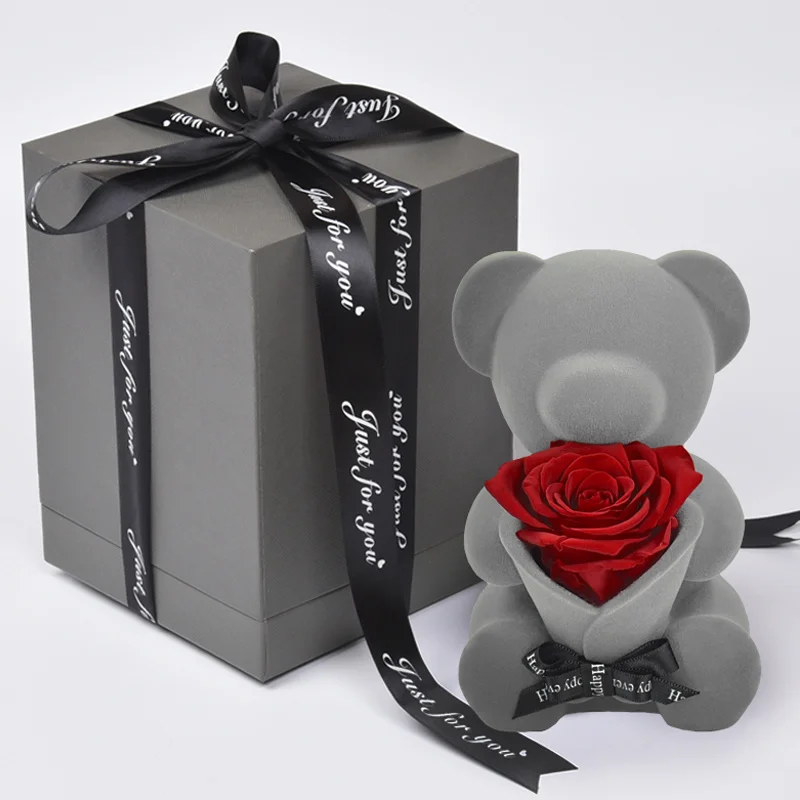 

Teddy Rose Bear Valentines Dry Artificial Flowers Of DIY Accessories For Home Wedding Birthday Women Gift