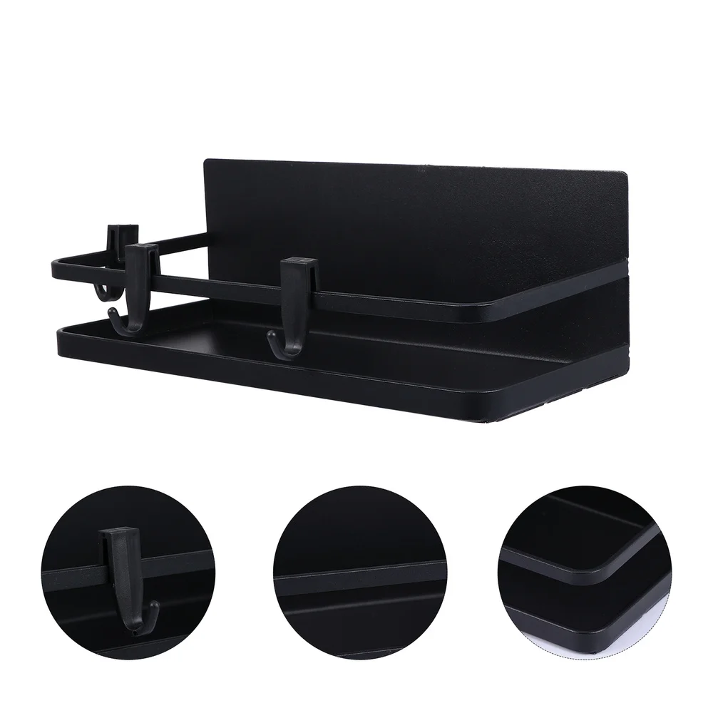 

1 Set Magnetic Spice Rack Single Tier Refrigerator Storage Holder with 2 Hooks