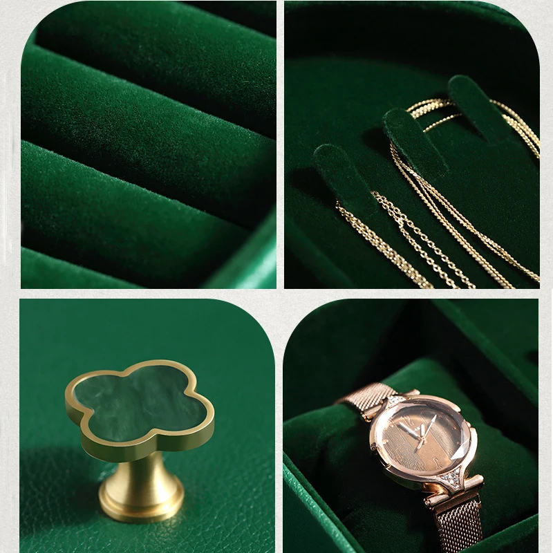 Three Layers Jewelry Storage Box Portable Leather Ring Caskets Earrings Stand Holder Bracelet Display Women Necklace Organizer
