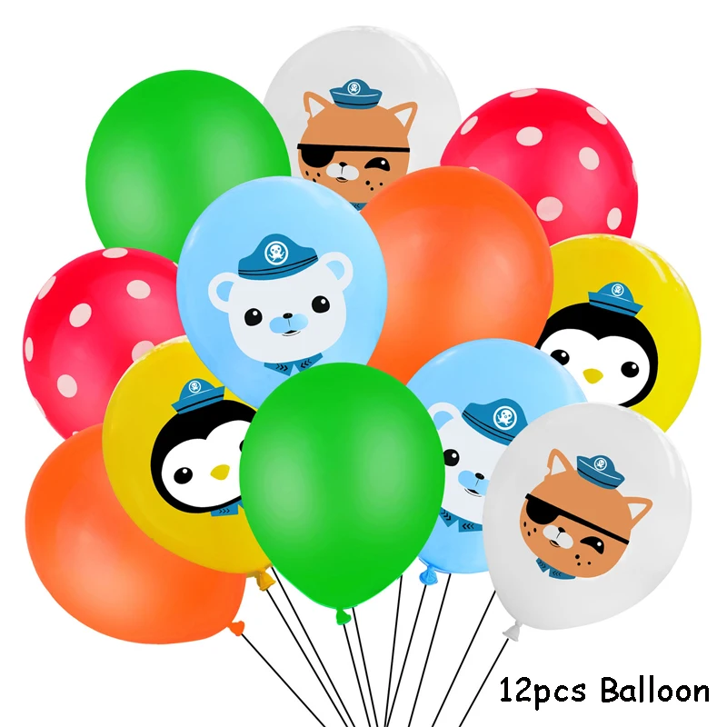 

12pcs Octonauts Balloon Octonauts Birthday Party Latex Balloon Decor Baby Shower Boy 1th Party Supplies Decor