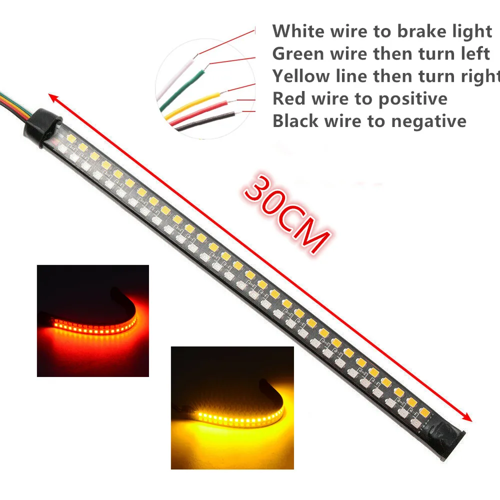 

1pc Universal Motorcycle LED Light Strip Rear Tail Brake Stop Turn Signal Lamp Motorbike Accessories For