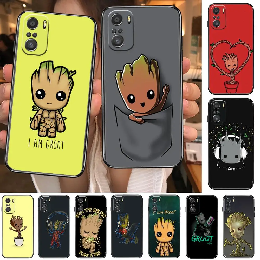 

marvel cute cartoon groot Phone Case For xiaomi redmi 11 Lite pro Ultra 10 9 8 MIX 4 FOLD 10T Black Cover Silicone Back Prett