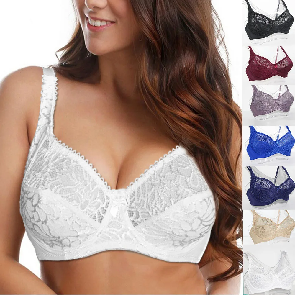 Женский кружевной бюстгальтер на косточках с цветочной вышивкой большого