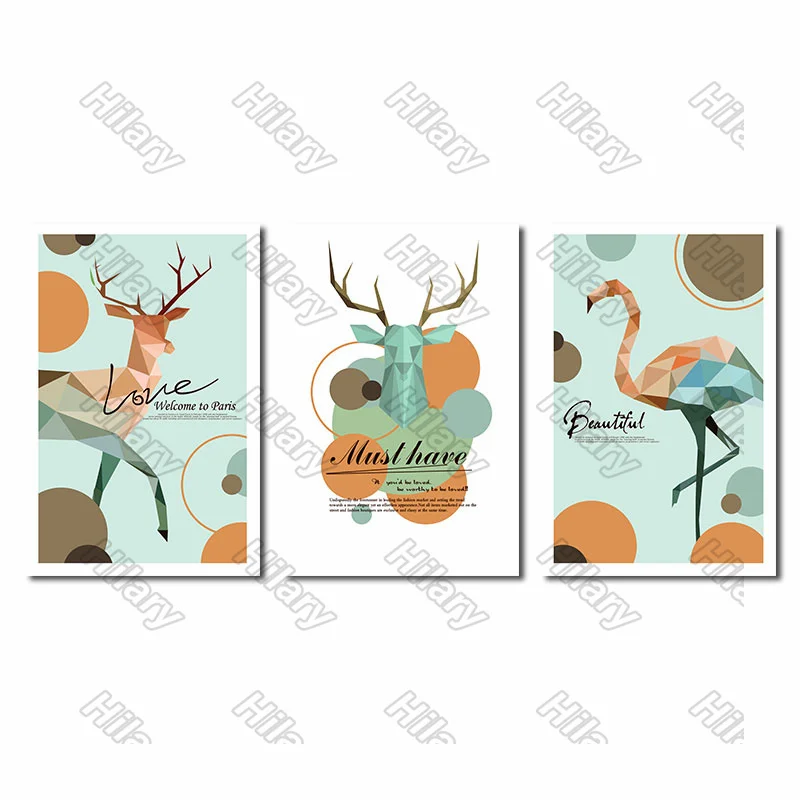 

Posters Deer Crane Beauty Canvas Painting Posters and Prints Wall Art Pictures for Living Room and Bedroom Frameless 3Pcs