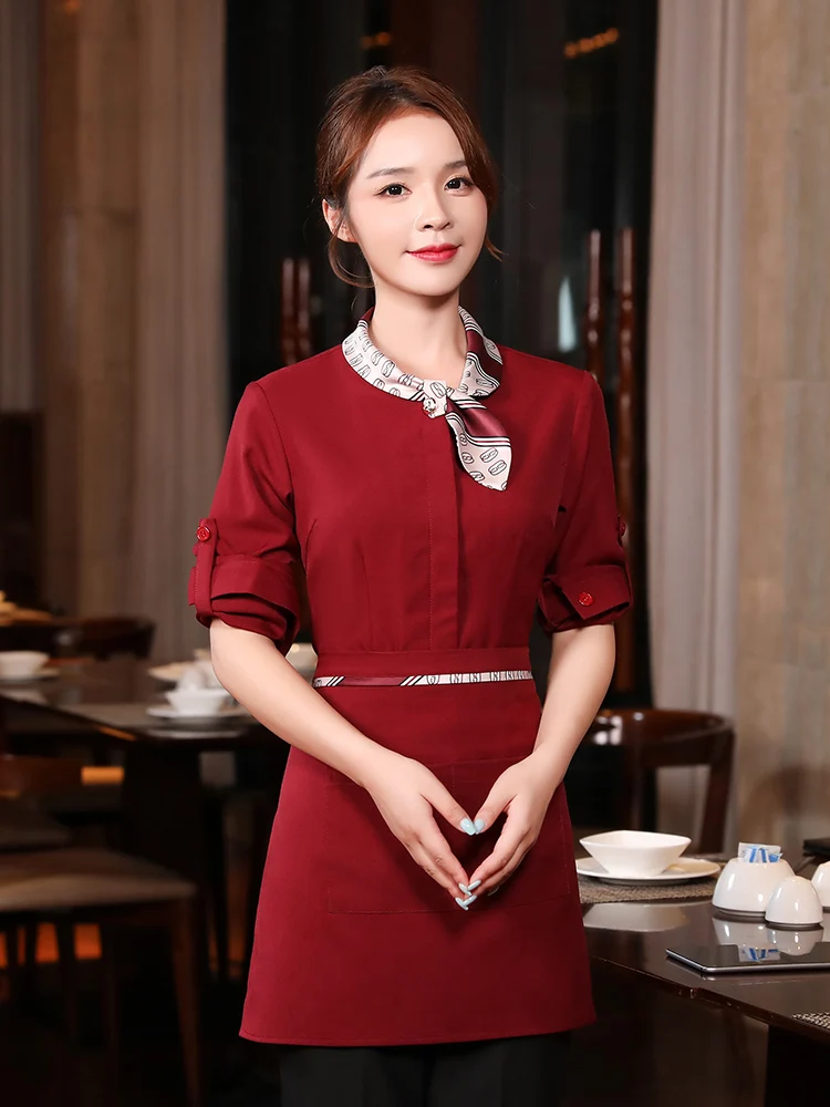 

Restaurant work clothes waiters long sleeve female Chinese hotel catering hot pot work clothes waiter banquet hall clothing