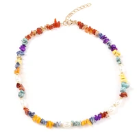 bohemian irregular gravel bead stone charms necklace choker for women girl fashion handmade trendy statement collar jewelry