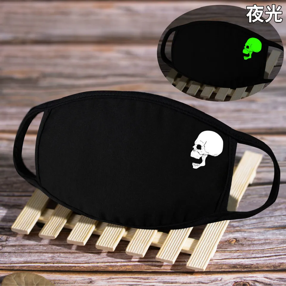 Мужская и женская черная светящаяся маска для лица 1 шт. скелет верховой езды