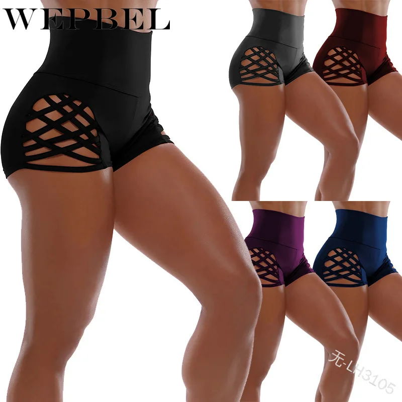 

WEPBEL Women Shorts Leggings High Wasit Hollow-out Workout Safty Panties Sports Fitness Ultra Shorts Gym Wear Good Elastic