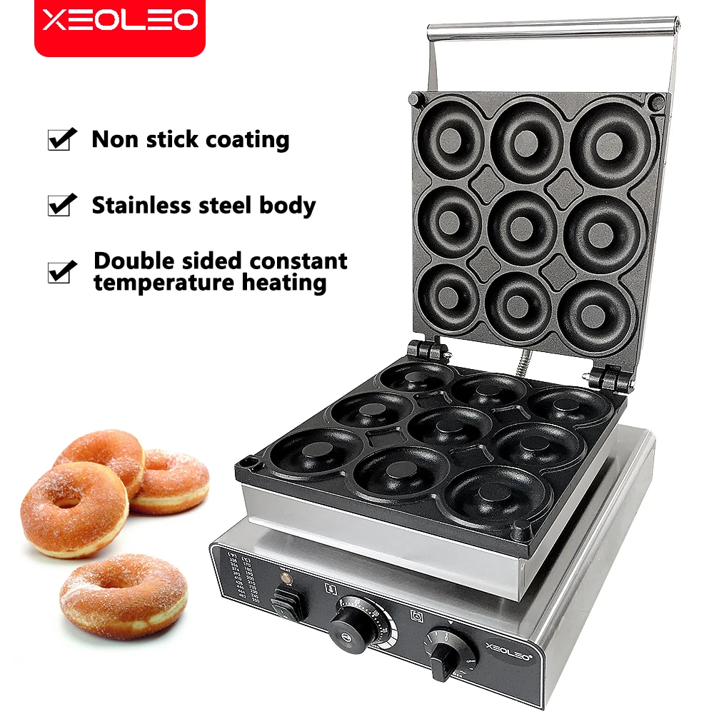 XEOLEO-máquina para hacer gofres eléctrica y comercial, máquina para hacer gofres profesional con burbujas, 10Cm, 9 piezas, anillos circulares