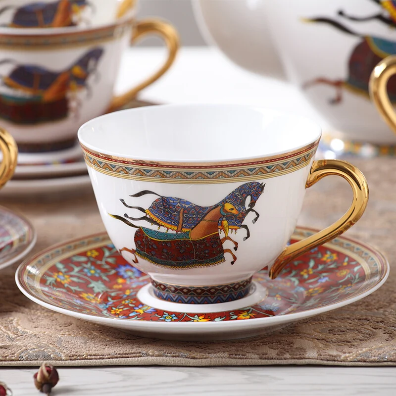 Фарфоровая кофейная чашка с блюдцем костяного фарфора кофейный сервиз мозаичным