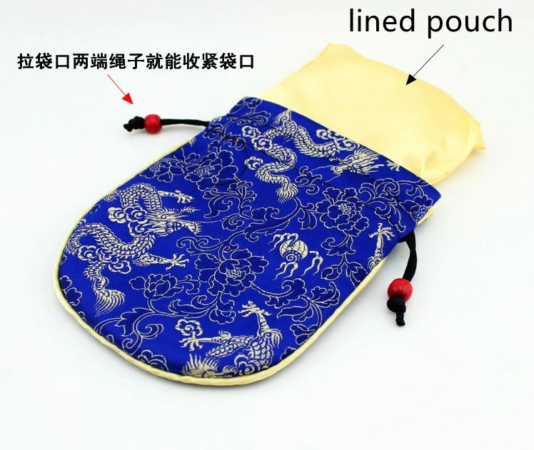 50pcs Cotton Filled Drawstring Silk Satin Brocade Jewellery Pouches Chinese style New year Gift Bags Coin Purse Bangle Storage
