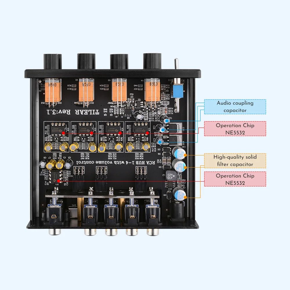 HIFI выход без потерь RCA концентратор аудио 1 вход 4 плата дистрибьютор сигнала