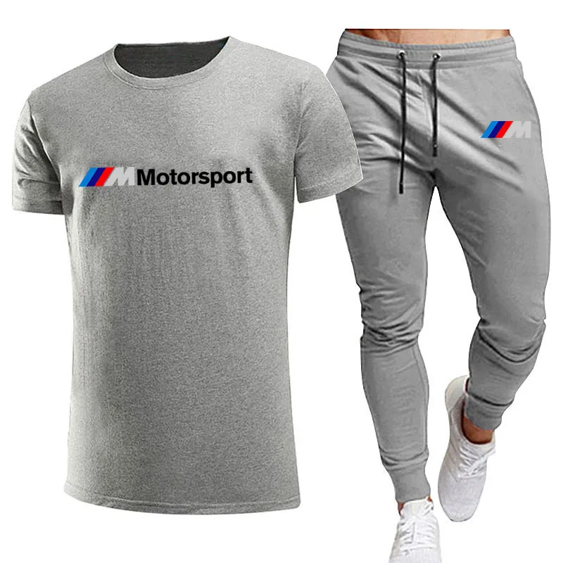 

Summer new T shirt suit men brand thin short sleeve casual simple comfortable breathable short sleeve suit cotton trousers 2 pie