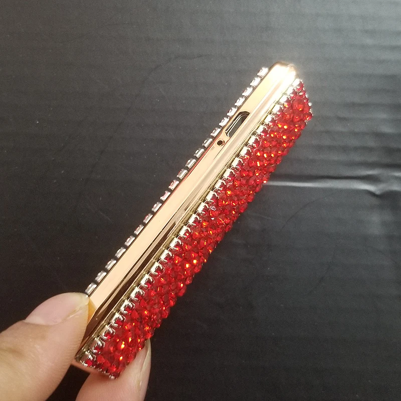 Bling Crystal USB Charging Double-sided Diamond Lighter Windproof Flameless Electronic Cigar Cigarette No gas Electric Lighters