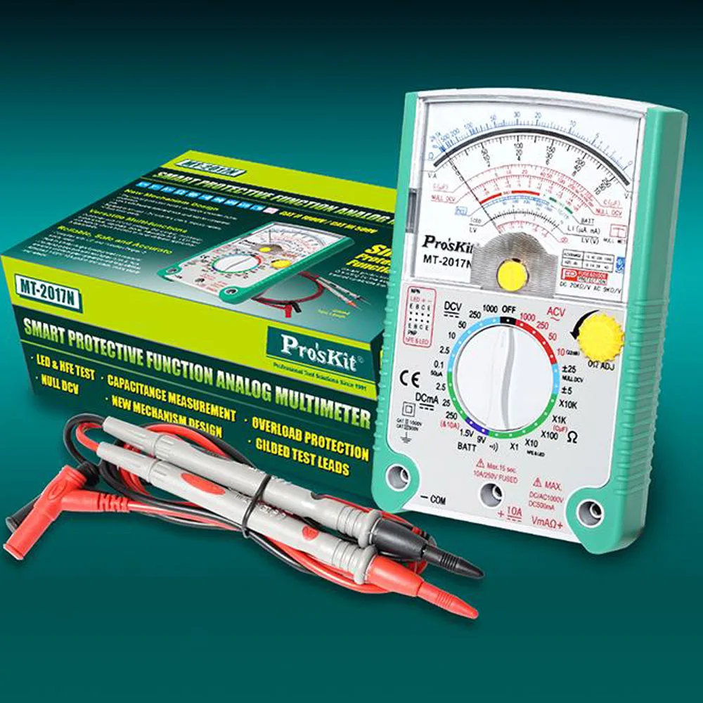 Pros'Kit MT2017 защитная функция аналоговый мультиметр безопасный Стандартный Омметр