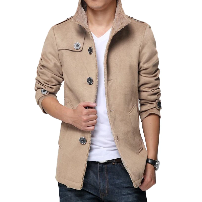 Зимняя одежда с длинными Шерстяное пальто Для мужчин s куртки и Slim Fit ветровка