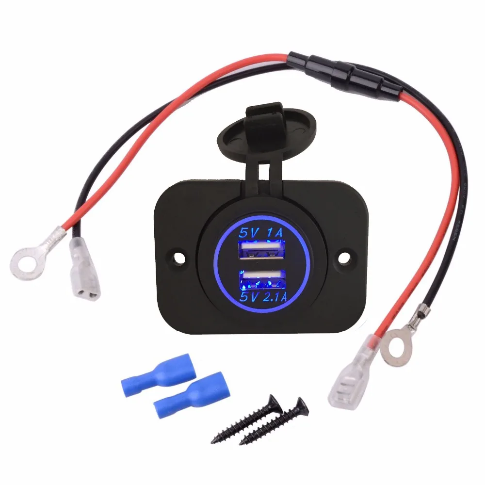 DC 12 ~ 24V 3.1A DIY водонепроницаемый двойной USB Автомобильное зарядное устройство